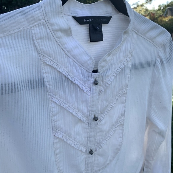 Marc Jacobs Ivory Bib-front Button Long Sleeve Blouse - Picture 1 of 8